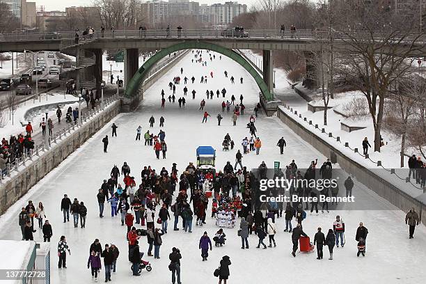 The Stanley Cup highlights the NHL Trophy Procession as it winds its way along Rideau Canal to kick off the NHL All-Star Festivities on January 27,...