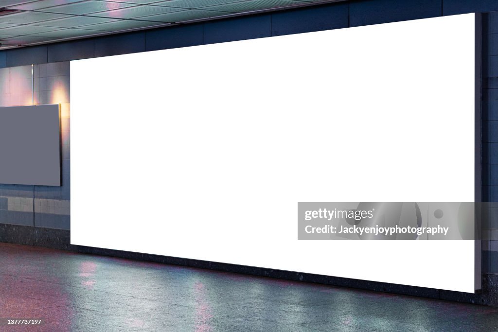 Blank billboard on subway