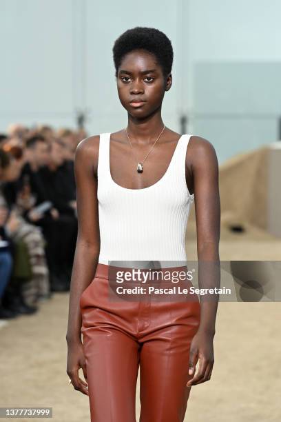 Model walks the runway during the Chloe Womenswear Fall/Winter 2022-2023 show as part of Paris Fashion Week on March 03, 2022 in Paris, France.