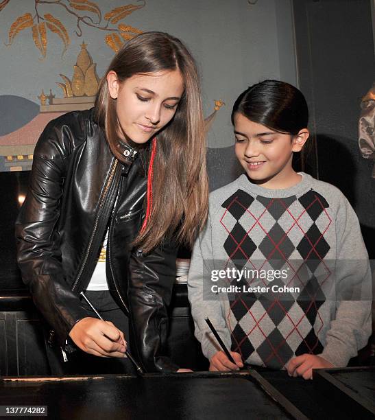 Paris Jackson and Blanket Jackson attend the immortalization of Michael Jackson at Grauman's Chinese Theatre Hand & Footprint ceremony held at...