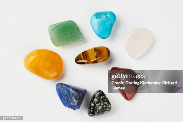 collection of tumbled stones - semi precious gem stock pictures, royalty-free photos & images