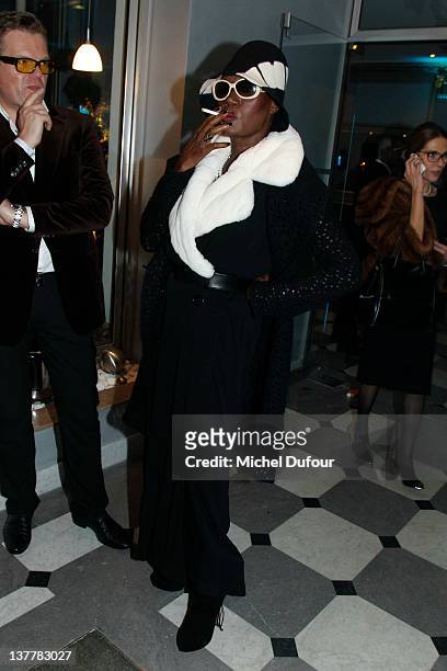 GRace Jones attends the Sidaction Gala Dinner 2012 at Pavillon d'Armenonville on January 26, 2012 in Paris, France.
