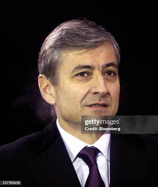 Jean-Philippe Courtois, president of Microsoft International, pauses during a television interview on day three of the World Economic Forum in Davos,...