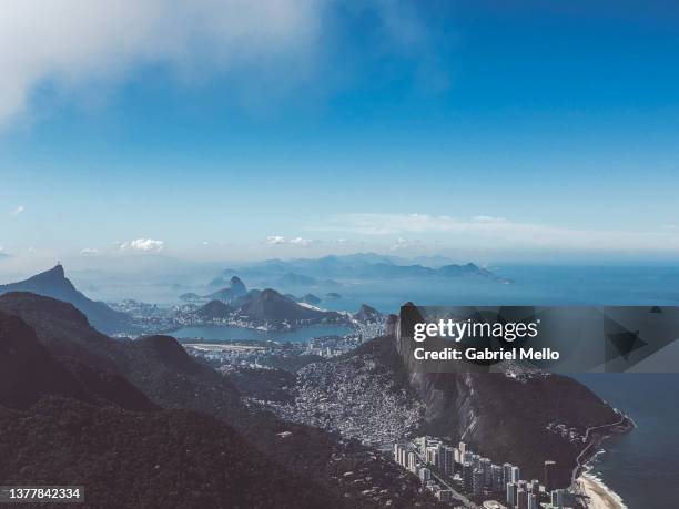 views of rio de janeiro from pedra da gavea - sao conrado beach stock pictures, royalty-free photos & images