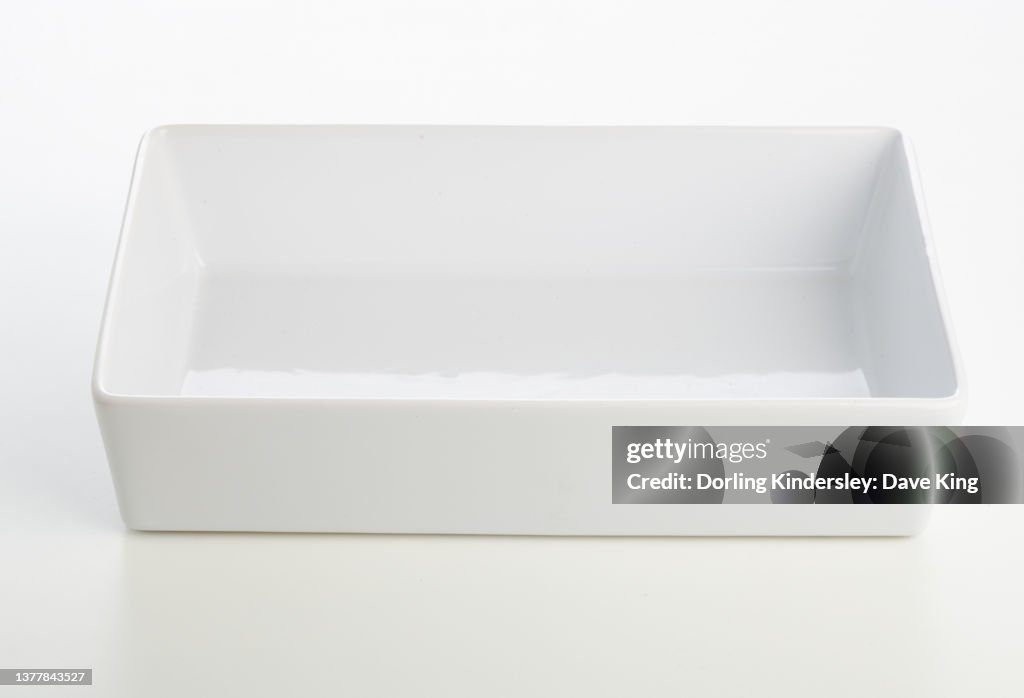 White Rectangular Ceramic Dish On A White Background High-Res Stock ...