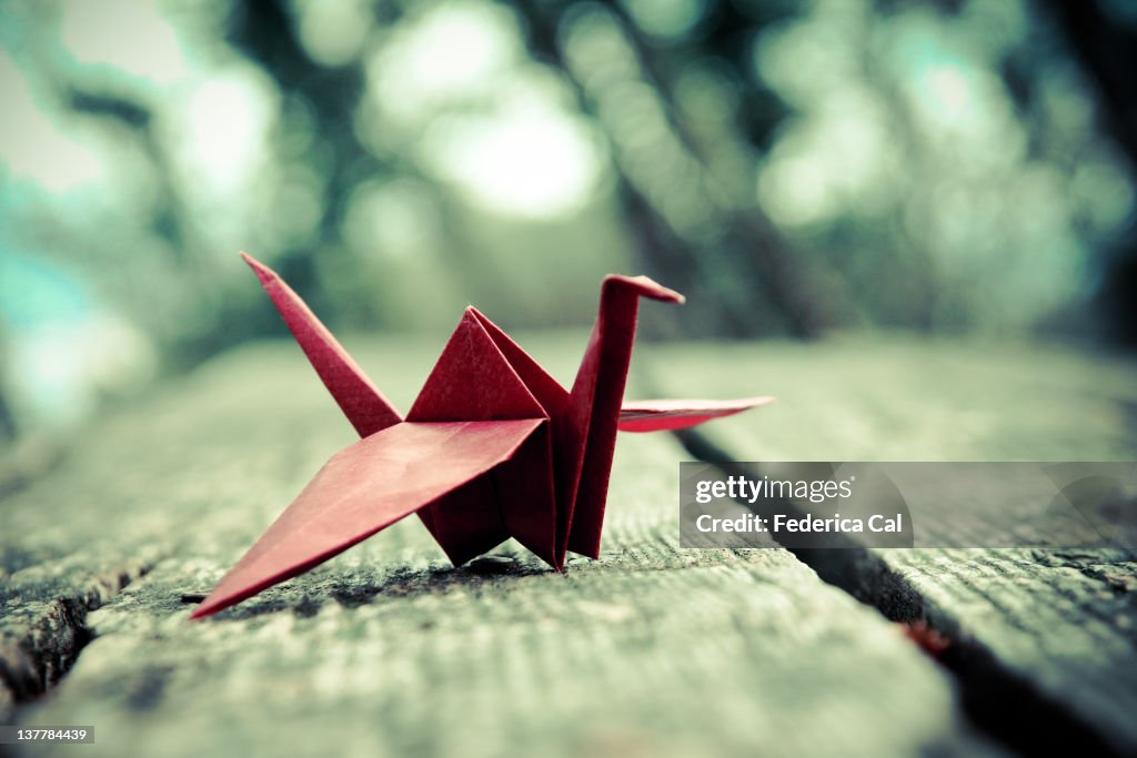 Handmade origami crane