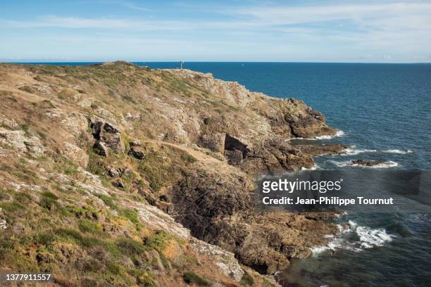landscape by the ocean in saint gildas de rhuys, brittany, france - loire atlantique 個照片及圖片檔