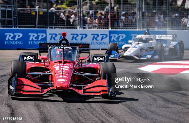 Will Power of Australia and driver of the Verizon Team Penske Chevrolet races during the NTT IndyCar Series Firestone Grand Prix of St. Peterburg on...