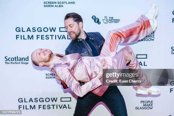 Richard Rankin and John Bell attends "Outlander" Preview Screening at Glasgow Film Theatre on March 03, 2022 in Glasgow, Scotland.