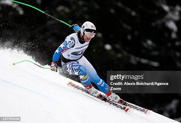 Erik Fisher of the USA skis during the Audi FIS Alpine Ski World Cup Men's Downhill Training on January 27, 2012 in Garmisch-Partenkirchen, Germany.