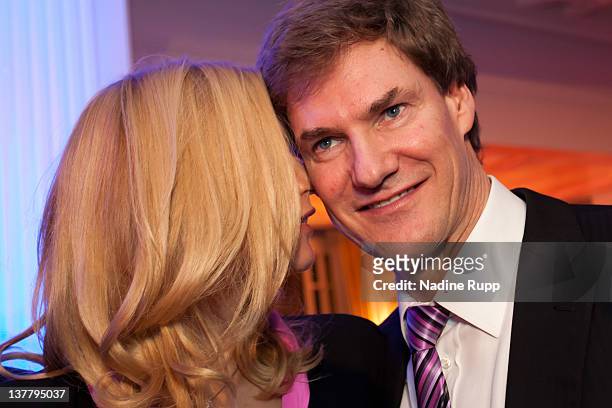 Veronica Ferres and Carsten Maschmeyer attend the Burda DLD Nightcap 2011 at the Steigenberger Belvedere hotel on January 25, 2012 in Davos,...