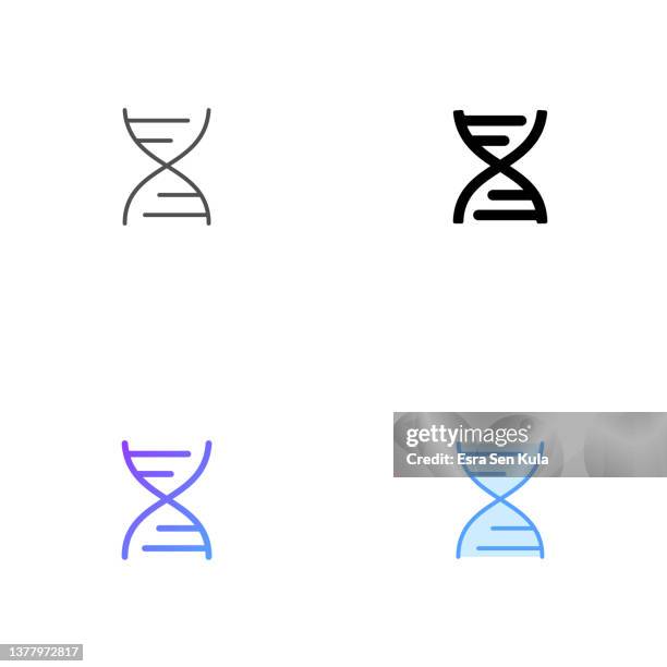 genetic research icon design in four style with editable stroke. line, solid, flat line and color gradient line. suitable for web page, mobile app, ui, ux and gui design. - human evolution computer stock illustrations