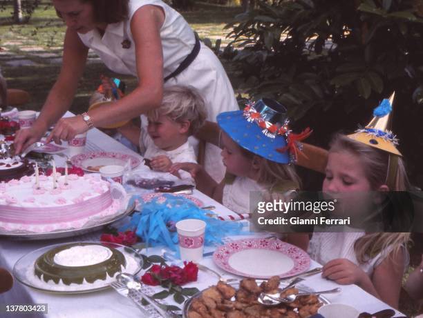 Fifth birthday of the Infanta Cristina, daughter of the Spanisch Kings. In Zaruela Palace. . Crown Prince Felipe, the Infanta Cristina and the...