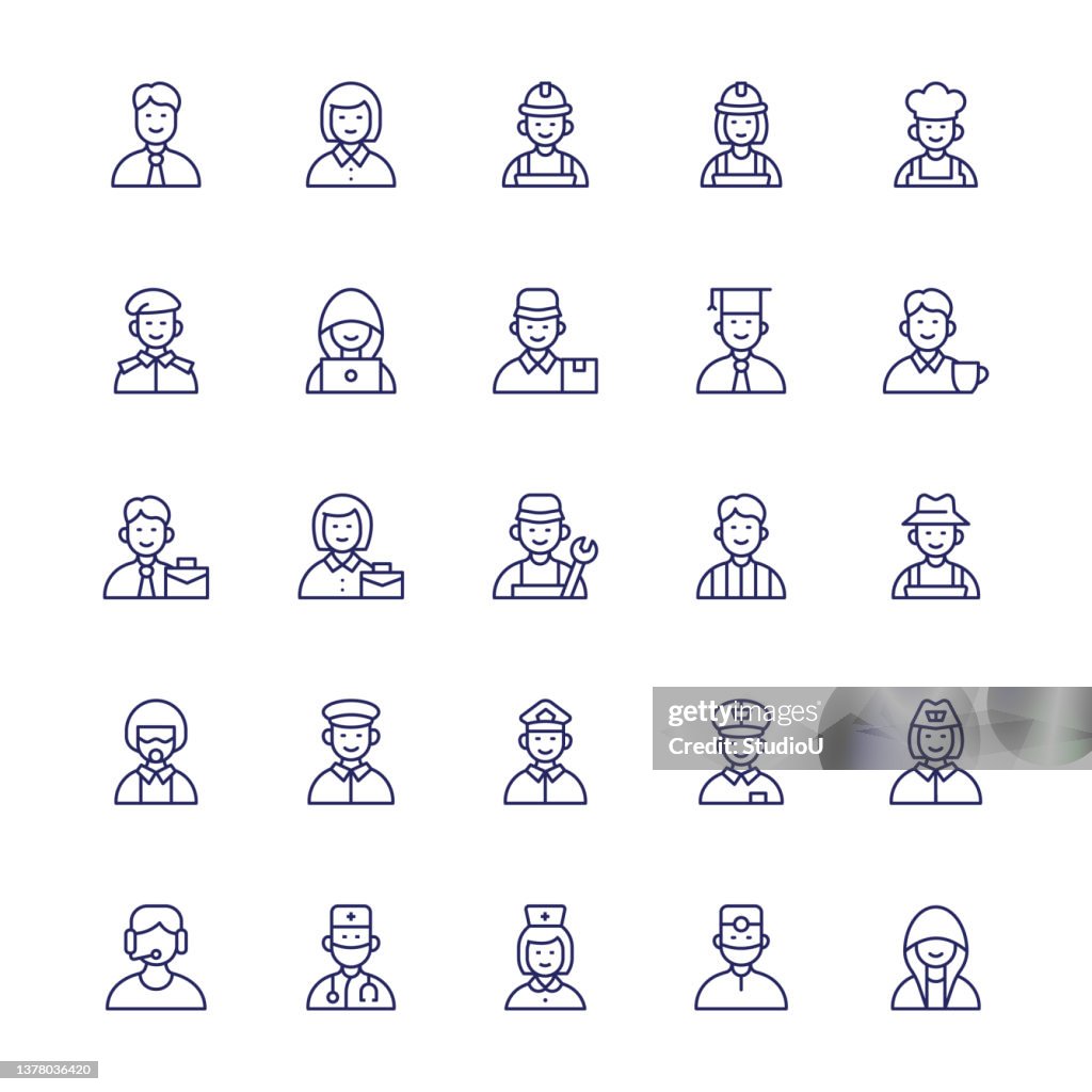 Avatars Editable Stroke Line Icons