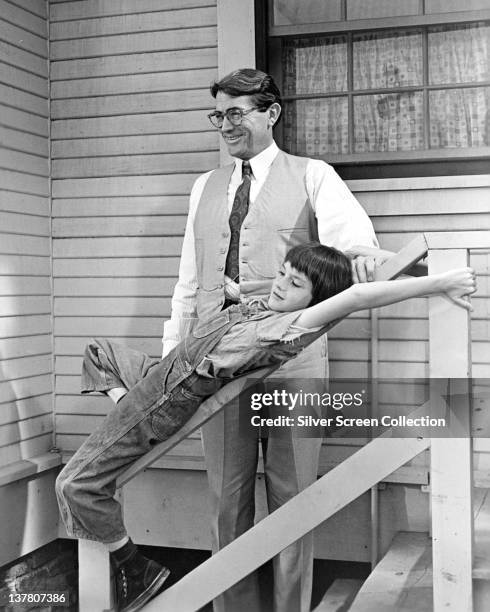 Gregory Peck as Atticus Finch and Mary Badham as Jean Louise 'Scout' Finch in the film 'To Kill a Mockingbird', 1962.