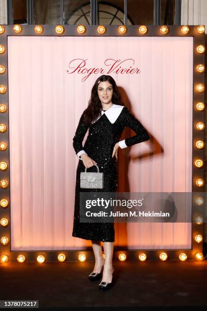 Razan Jammal attends the Roger Vivier Press day at Hotel Vivier during Paris Fashion Week Womenswear Fall Winter 2022-2023 at Fondation Simone et...