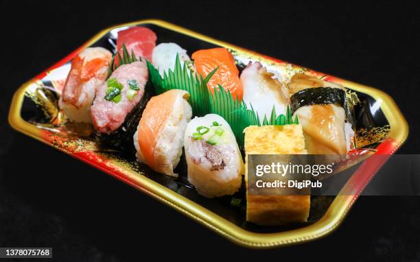 sushi bento - sushi plate stock pictures, royalty-free photos & images