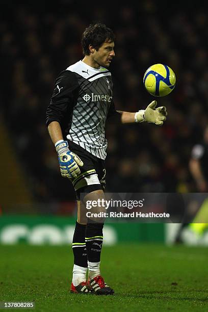 Carlo Cudicini of Spurs looks on during the FA Cup Fourth Round match between Watford and Tottenham Hotspur at Vicarage Road on January 27, 2012 in...