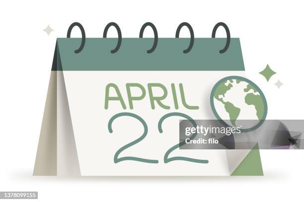 ilustrações, clipart, desenhos animados e ícones de calendário de lembretes do dia da terra de 22 de abril - abril