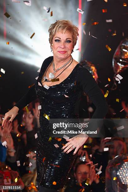 Denise Welch wins Celebrity Big Brother 2012 at Elstree Studios on January 27, 2012 in Borehamwood, England.