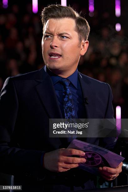 Brian Dowling hosts the final of Celebrity Big Brother 2012 at Elstree Studios on January 27, 2012 in Borehamwood, England.