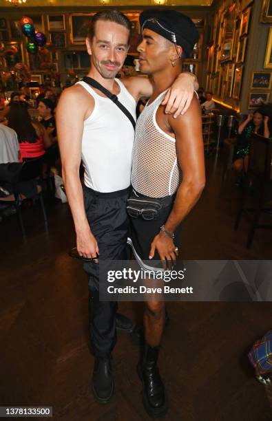 Liam Mower and Layton Williams attend the iconic fundraising London Pride brunch, co-hosted by Jean Paul Gaultier, Violet Chachki and Henry Holland...