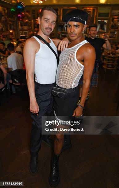 Liam Mower and Layton Williams attend the iconic fundraising London Pride brunch, co-hosted by Jean Paul Gaultier, Violet Chachki and Henry Holland...