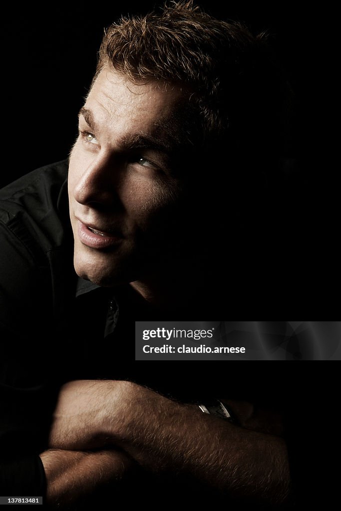 Male Beauty Portrait with Black Background