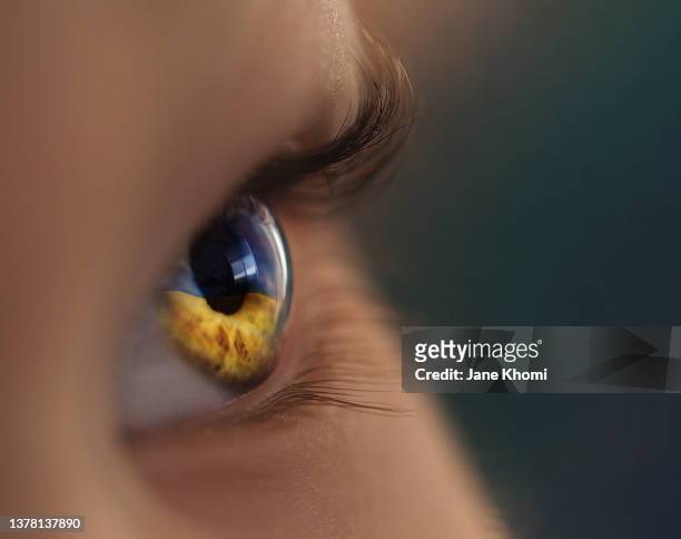 eye with ukrainian flag - ukraine war stock pictures, royalty-free photos & images