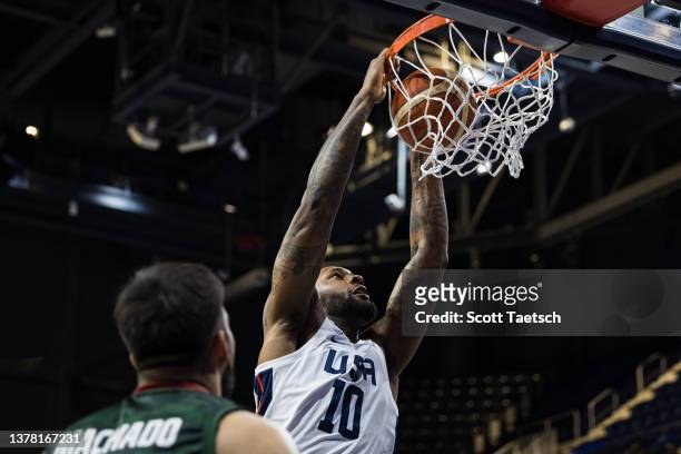 Tarik Black of Team USA dunks against Mexico during the first half of the FIBA Basketball World Cup 2023 Qualifier game at Entertainment & Sports...