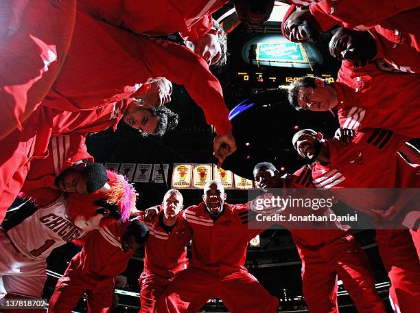 Members of the Chicago Bulls including Kyle Korver, Derrick Rose, Joakim Noah, C.J. Watson, John Lucas III, Brian Scalabrine, Taj Gibson, Jimmy...