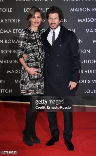 Margareth Made and Francesco Scianna attend the 'Maison Louis Vuitton Roma Etoile' Opening Party at Ex Istituto Geologico on January 27, 2012 in...