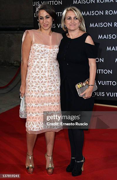 Delfina Delettrez Fendi and Silvia Fendi attend the 'Maison Louis Vuitton Roma Etoile' Opening Party at Ex Istituto Geologico on January 27, 2012 in...