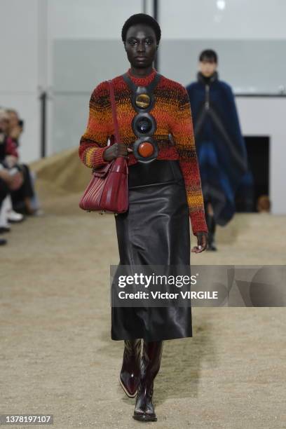 Model walks the runway during the Chloe Ready to Wear Fall/Winter 2022-2023 fashion show as part of the Paris Fashion Week on March 3, 2022 in Paris,...