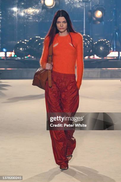 Model walks the runway during the Isabel Marant Womenswear Fall/Winter 2022-2023 show as part of Paris Fashion Week on March 03, 2022 in Paris,...