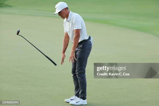 Cameron Champ of the United States reacts to a missed putt on the eighth green during the first round of the Arnold Palmer Invitational presented by...