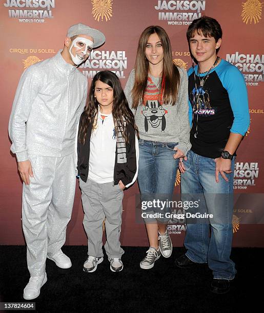 Blanket Jackson, Paris Jackson and Prince Michael Jackson arrive at Los Angeles Opening of "Michael Jackson THE IMMORTAL World Tour" at Staples...