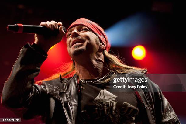 Bret Michaels performs onstage during day 1 of the Super Bowl Village on January 27, 2012 in Indianapolis, Indiana.