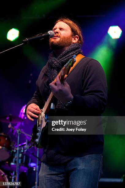 Max Allen of the Max Allen Band performs during day 1 of the Super Bowl Village on January 27, 2012 in Indianapolis, Indiana.