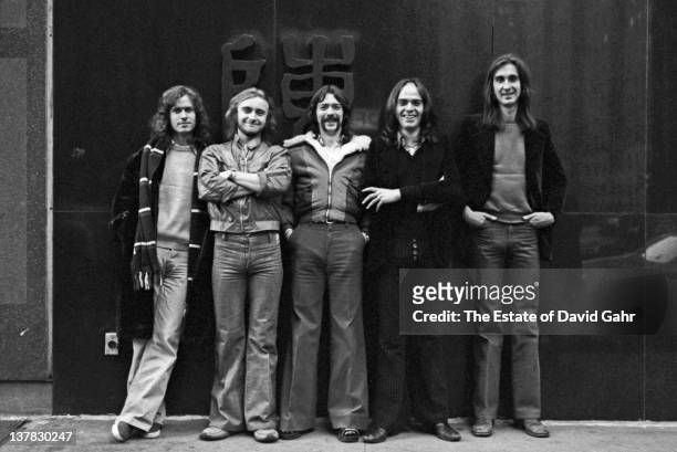 Rock group Genesis ) pose for a portrait on November 20, 1974 in New York City, New York.
