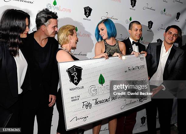 Rosetta Getty, Balthazir Getty, Patricia Arquette, Katy Perry, Jason Arashben and Markus Molinari arrive at the 1 OAK Las Vegas grand opening at The...