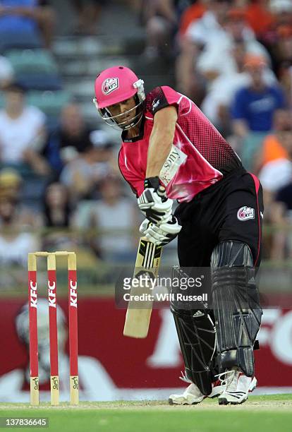 Stephen O'Keefe of the Sixers during the T20 Big Bash League Grand Final match between the Perth Scorchers and the Sydney Sixers at WACA on January...