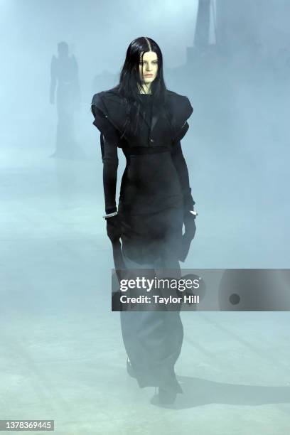 Model walks the runway during the Rick Owens Womenswear Fall/Winter 2022-2023 show at Palais de Tokyo as part of Paris Fashion Week on March 03, 2022...