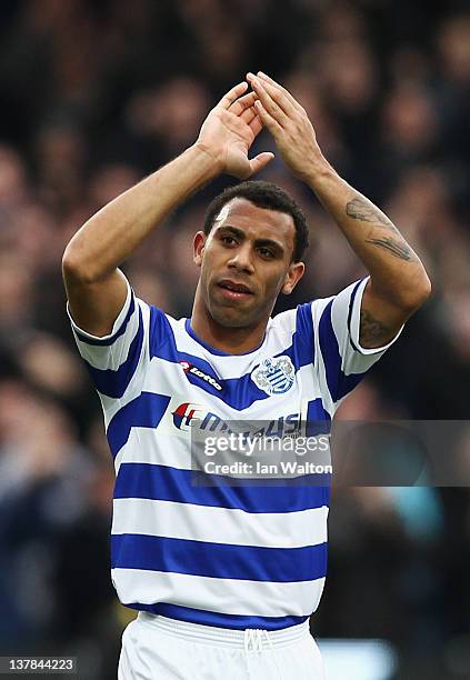 Anton Ferdinand of Queens Park Rangers acknowledges the fans after the FA Cup with Budweiser Fourth Round match between Queens Park Rangers and...