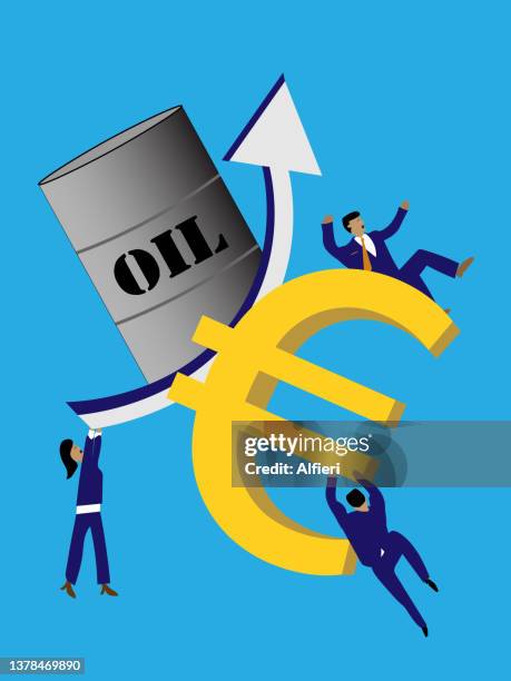 oil hits euro - refinery worker stock illustrations