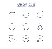 circle arrow line icon set for web and app