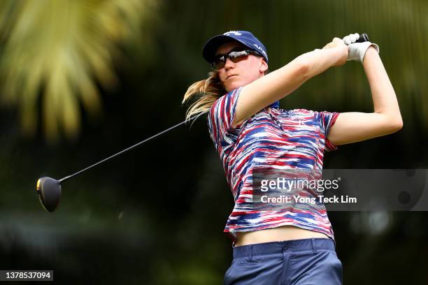 Jenny Coleman of the United States plays her shot on the second tee during the second round of the HSBC Women's World Championship at Sentosa Golf...