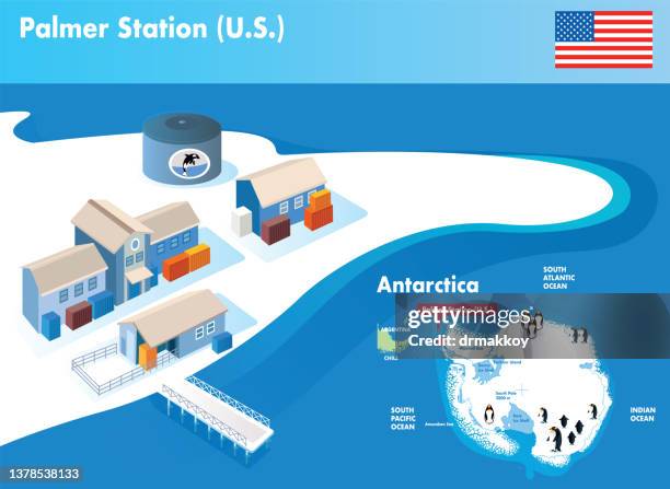 palmer station - active volcano stock illustrations