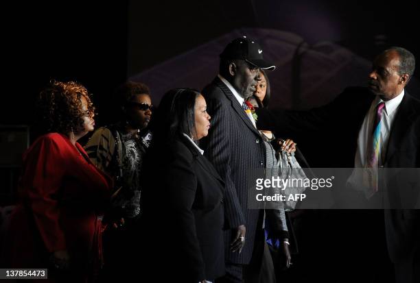 Family and friends attend the Etta James' funeral, 2012 in Gardena, California, on January 28, 2012. AFP PHOTO/VALERIE MACON