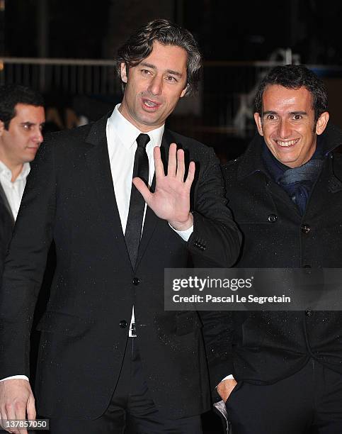 David Martinon and a guest pose as they arrive at NRJ Music Awards 2012 at Palais des Festivals on January 28, 2012 in Cannes, France.